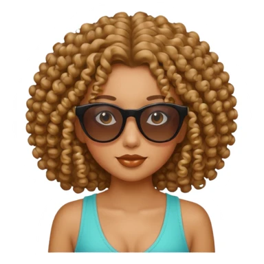 A curly hair girl with sunglasses  sticker