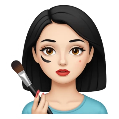 메이크업 받고 있는 검정색 머리의 여성 sticker