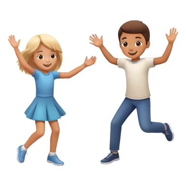 two children spinning each other by the hands, motion blur, happy and energetic sticker