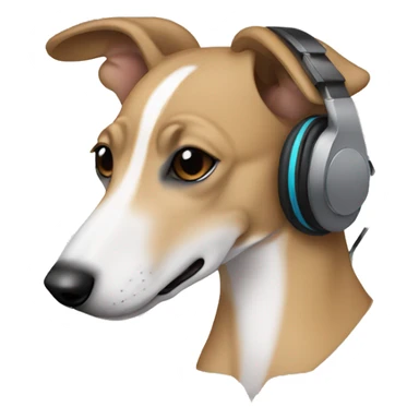 light brown whippet with headphones sticker