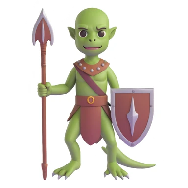 reptilian humanoid troglodyte warrior with spear from Heroes of Might and Magic 3 sticker