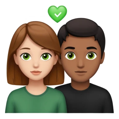 A boyfriend with light brown hair and green eyes next to his girlfriend with brown eyes and black hair sticker