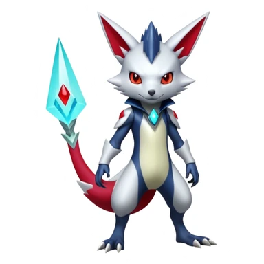  Cool Edgy Shiny Futuristic Ethereal Handsome Zangoose-Sneasel-Digimon-hybrid full body sticker