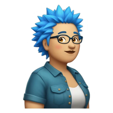 Older fat lesbian Chilean very short spiky bright blue hair sticker