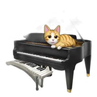 Cat and piano sticker