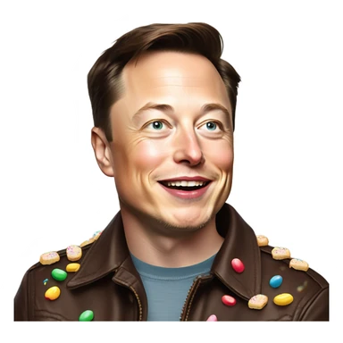 nutella and bread togather with sprinkls on top and Elon Musk eating it sticker