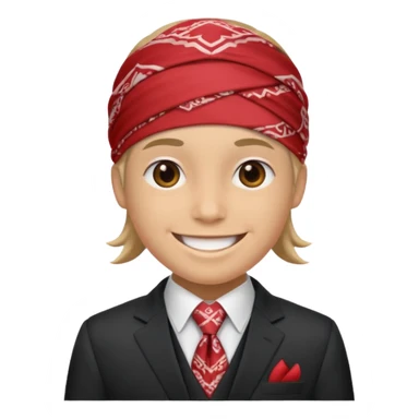 Character wearing a bandana and a suit sticker
