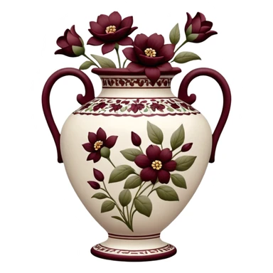 Vintage vase burgundy flowers sticker