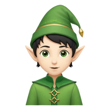 elf with short black hair and green hat sticker