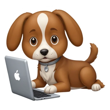A dog on a computer sticker