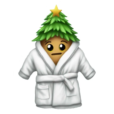 A Christmas tree wrapped up in a cozy bath robe sticker