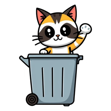 A gremlin cat in a garbage can sticker