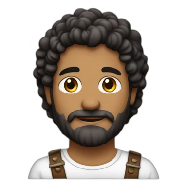 Chico con barba negra de piel blanca, pelo castaño recogido con un moño arriba y los lado rapados, percusionista sticker