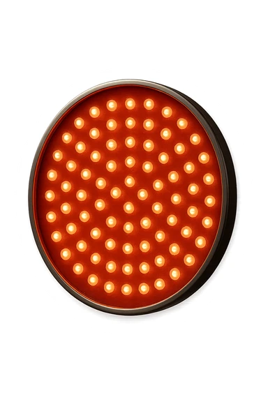 luce rossa led rotonda fluttua in aria, iperrealistica 4k sticker