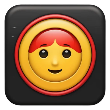 Rectangular shape with half black on the top half red on the bottom tiny yellow circle in the middle sticker