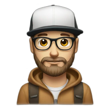 White Hipster with a cap and black bear sticker