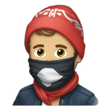 Emmanuel Macron wearing a bandana sticker