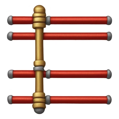 Un bâton en métal rouge, deux sections sont dorées et texturées. sticker