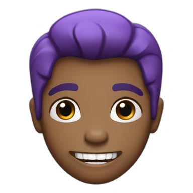 Un garçon qui sourit avec des dents de vampire les cheveux violets sticker