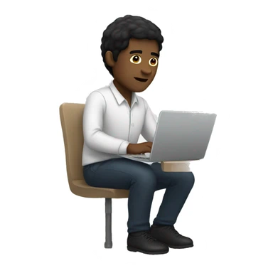 white man with black hair working on his laptop sticker