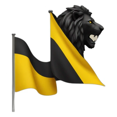 drapeau avec un fond jaune et un lion noir sticker