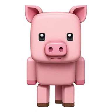 Minecraft pig, full body, pink blocky animal with square head and square body sticker