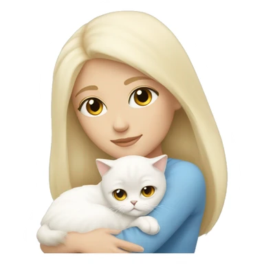 Blonde girl snuggling white Persian cat sticker