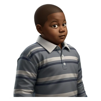 striped shirted boy indoors sticker