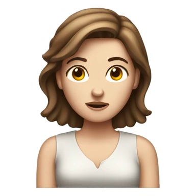White girl with Brown hair shrugging  sticker