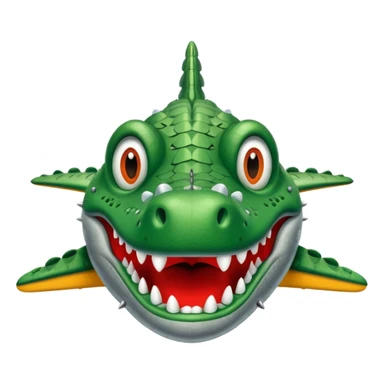 Un avions com cara de cocodrlilo i el cuerpo gris sticker