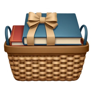 Basket with a beige bow and books sticker