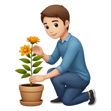 Mozes li mi napraviti emoji muskarca koji kleci na jednom koljenu i drzi pitar sa cvjecem i samo to nista drugo oko njega samo on i pitar jedan sticker