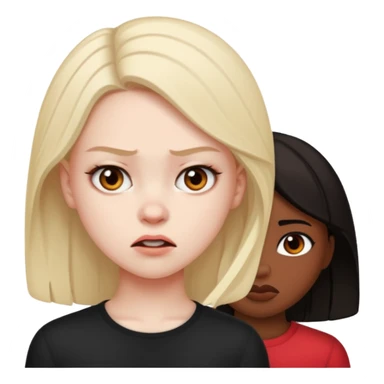 Envy - feeling of discontent at another's advantages or possessions - young plain girl looking angrily at a very pretty black girl  sticker