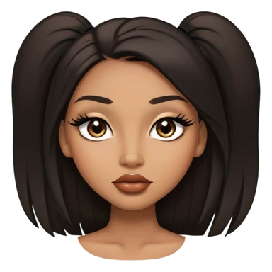 light brown skin tone, very beautiful woman, with big plump lips, long long lashes, black straight long hair, middle hair parting, brown eyes, black dress, sticker