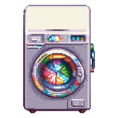washing machine, pixel art style, retro look sticker