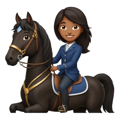 Brown girl on black shire horse  sticker