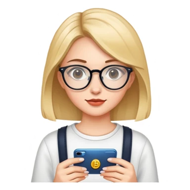 A girls with glasses holding crypto  sticker