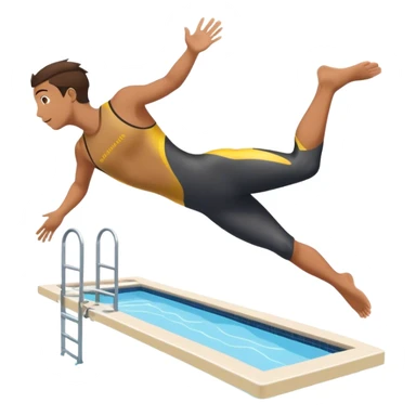 A diver mid-air after jumping off a diving pool,  Below him, a pool labeled "Confidence". A subtle 5-4-3-2-1 on the diving board shows they took the leap despite fear. sticker