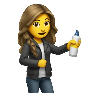 Long haired Woman spraying spray outward sticker