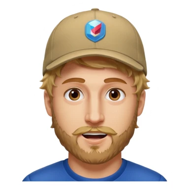 Design Logan Paul with cap, beard stubble & energetic expression. sticker