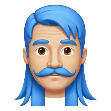 man with very long straight blue hair pink big mustache  sticker