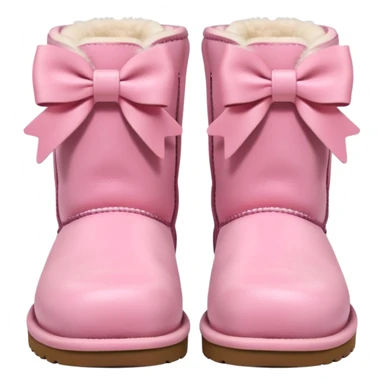 realistic pastel pink uggs with bows on the back, shoes facing the same way sticker