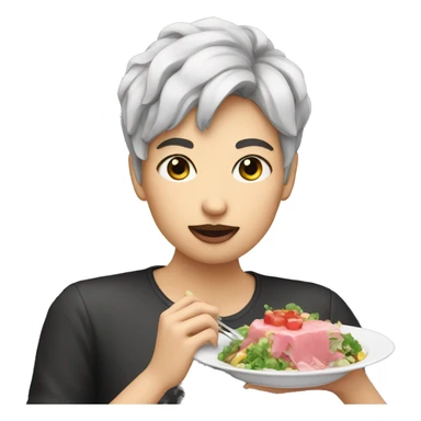 person gender fluid eating poke sticker