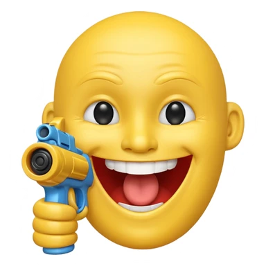Yellow laughing face pointing gun at its own temple sticker