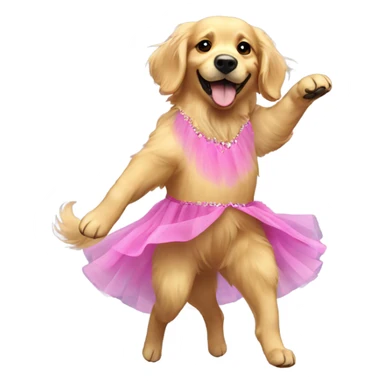 Golden retriever dancing in a tutu sticker