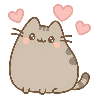 Pusheen the cat in love with hearts, cute, soft colors sticker