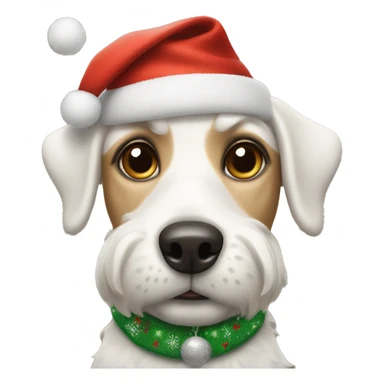 White dog in Christmas clothes sticker