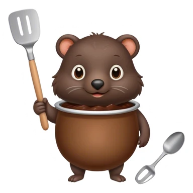 A mole holding a pot and spatula sticker