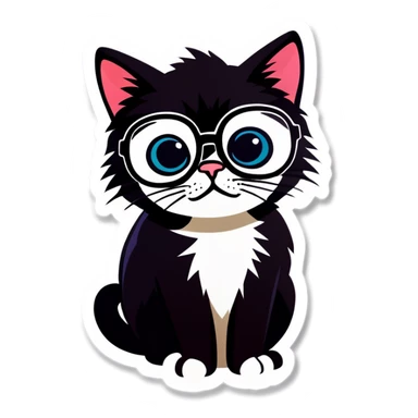 Nerdy cat  sticker
