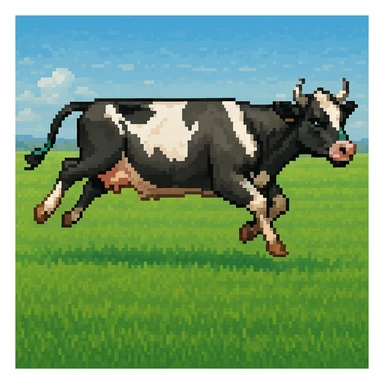 Make the image have a green grass field background in the style of pixel art sticker
